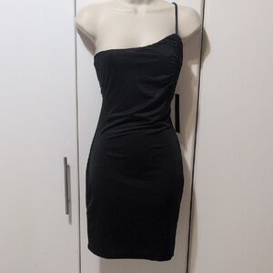 Mono B Chic Black One-Shoulder Dress
